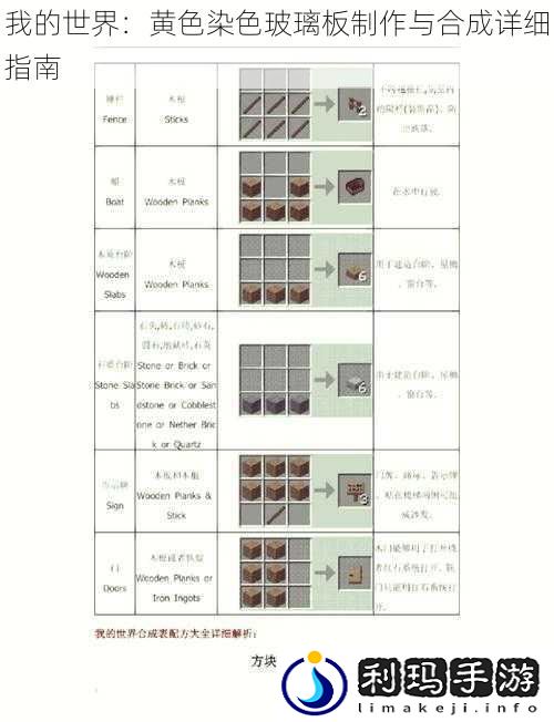 我的世界:黄色染色玻璃板制作与合成详细指南