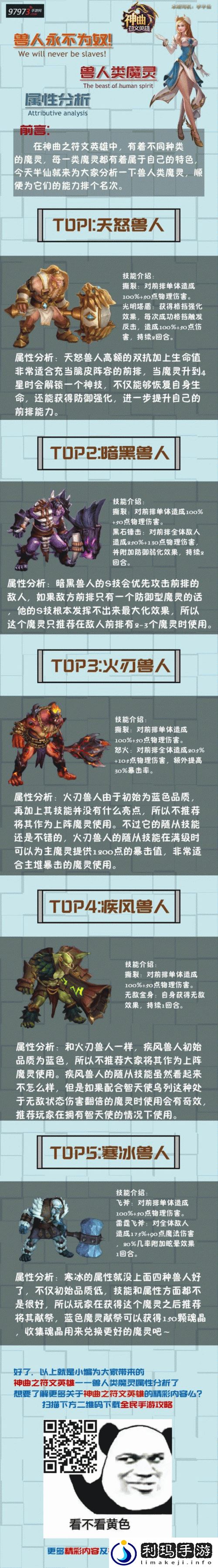 神曲之符文英雄暗黑兽人属性深度解析
