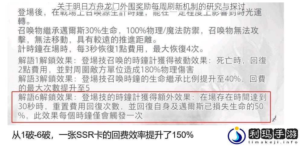 关于明日方舟龙门外围奖励每周刷新机制的研究与探讨