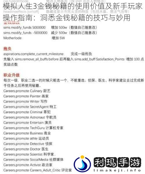 模拟人生3金钱秘籍的使用价值及新手玩家操作指南:洞悉金钱秘籍的技巧与妙用