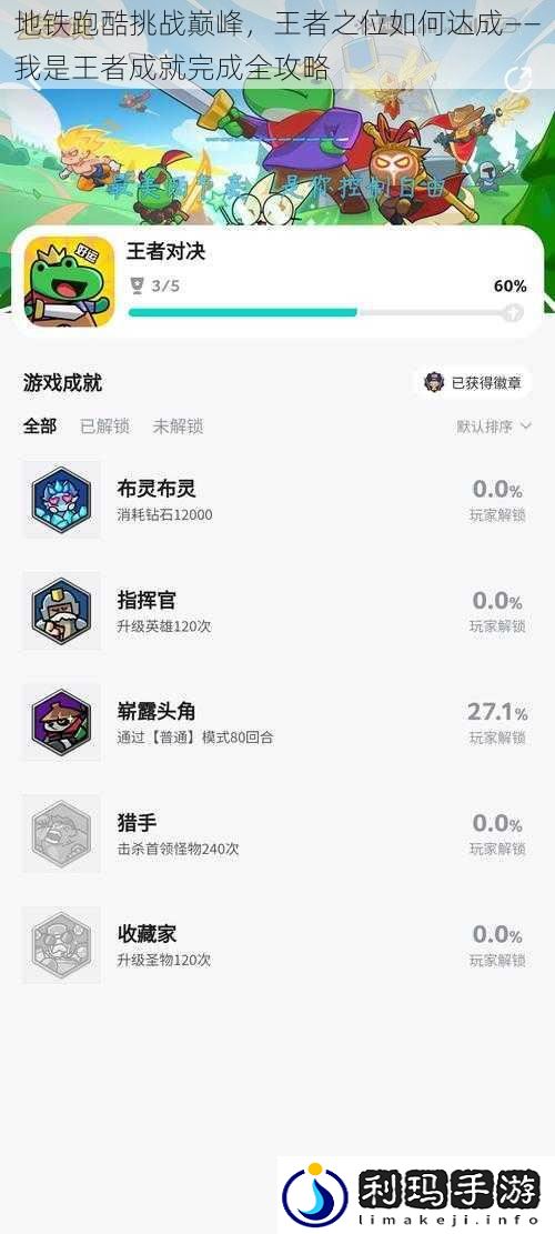 地铁跑酷挑战巅峰,王者之位如何达成——我是王者成就完成全攻略