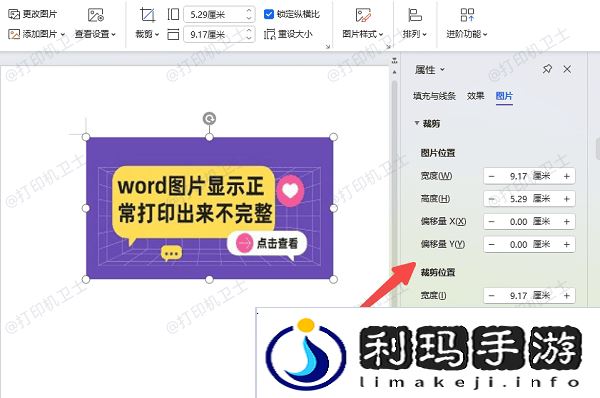 检查文档中的图片大小和位置