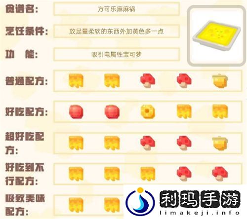 宝可梦大探险食谱图鉴大全 100%必出神兽全属性食谱