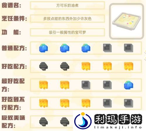 宝可梦大探险食谱图鉴大全 100%必出神兽全属性食谱