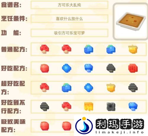 宝可梦大探险食谱图鉴大全 100%必出神兽全属性食谱