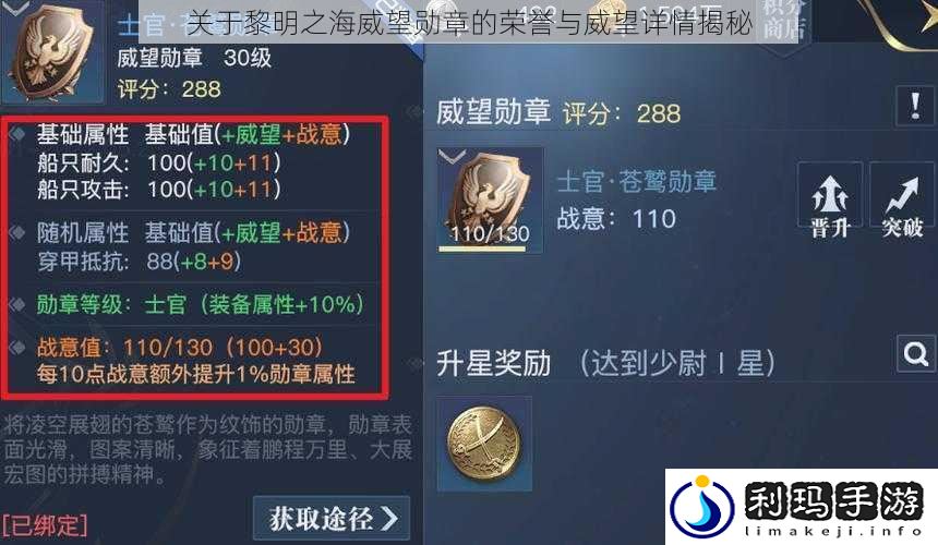 关于黎明之海威望勋章的荣誉与威望详情揭秘