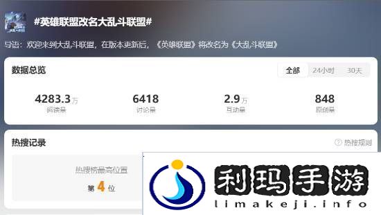 英雄联盟改名大乱斗联盟登热搜