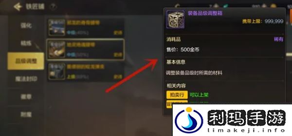 《dnf手游》装备品级调整方法